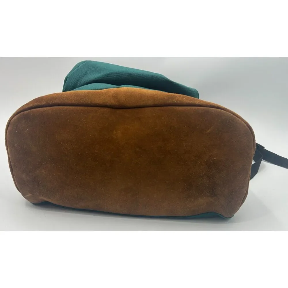 Vintage Eastpak Suede Leather Bottom 0835 Green Backpack Tribal Western Bookbag